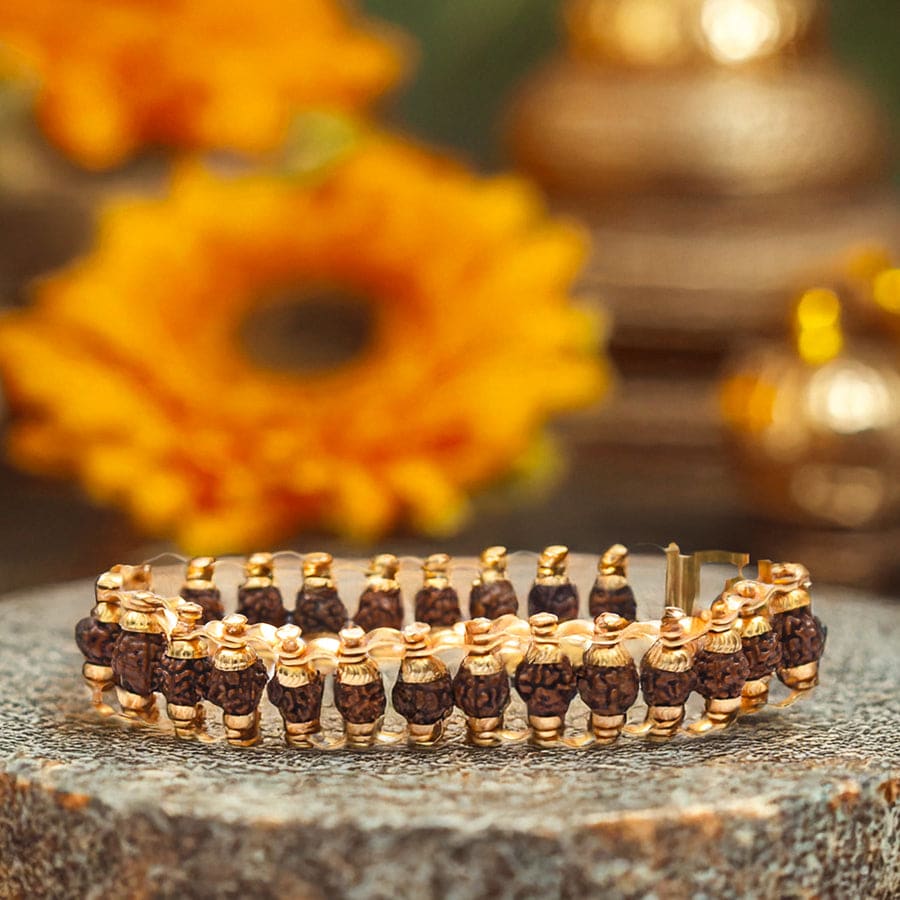 Gold Plated Rudraksha Bracelet